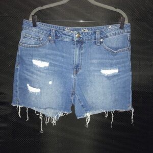 PRE-LOVED Seven7 Blue Distressed Jean Shorts, Size 14